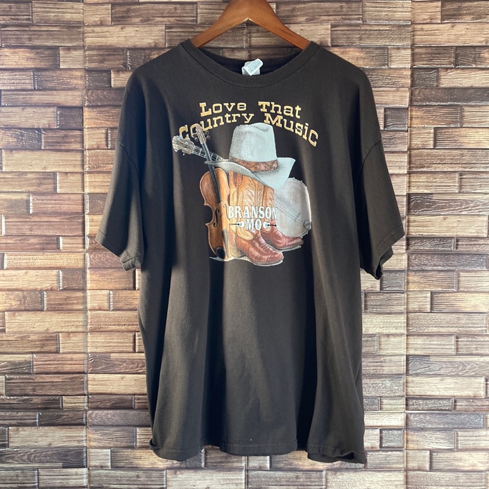Mens 2XL Delta Brown “Love That Country” Branson Mo 100% Cotton T Shirt